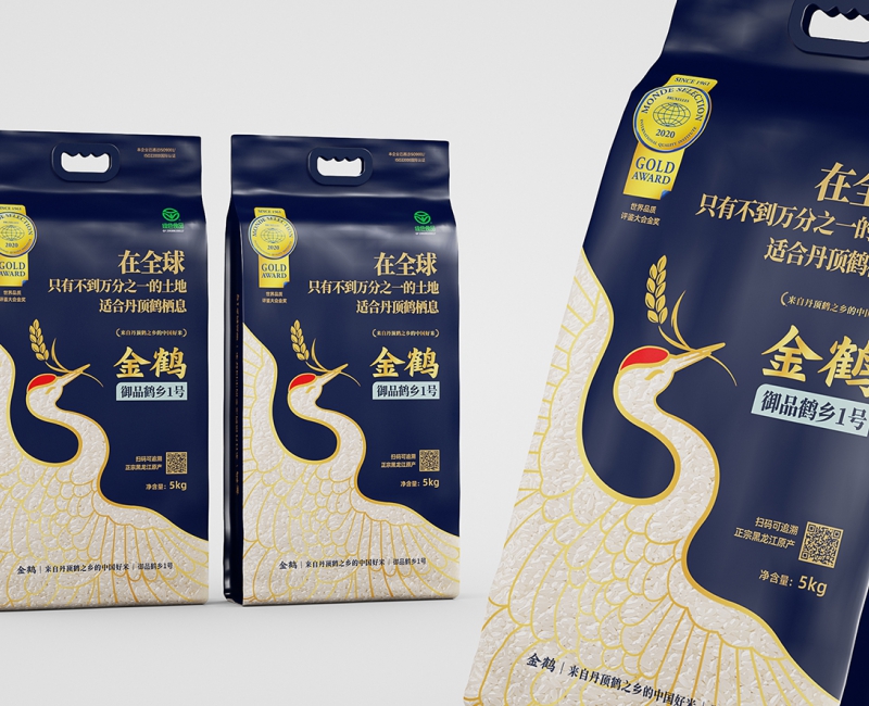 金鹤大米包装设计案例｜如何用品牌信任状提升包装销售力